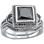 Yaffie ™ Black Princess-cut Diamond Engagement Ring Set in White Gold with 2 1/5ct TDW - A Dazzling Custom Creation!