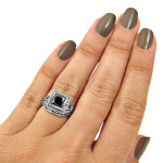 Yaffie ™ Black Princess-cut Diamond Engagement Ring Set in White Gold with 2 1/5ct TDW - A Dazzling Custom Creation!