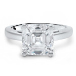 Yaffie White Gold 2.4ct Moissanite Solitaire with Asscher Cut for Engagement.