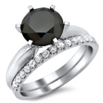 Yaffie™ Custom Black and White Diamond Bridal Set - Sparkling 2 3/4ct TDW on White Gold
