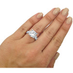 Sparkling Contrast: 3-stone Moissanite & Diamond Engagement Ring in Yaffie White Gold - 3.85ct Total