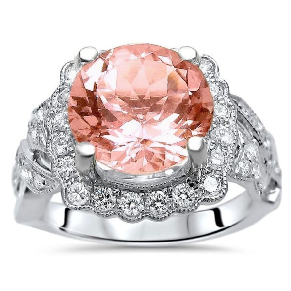 Morganite & Diamond Engagement Ring - Yaffie White Gold (2.8ct)
