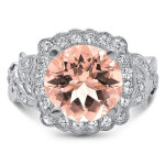 Morganite & Diamond Engagement Ring - Yaffie White Gold (2.8ct)