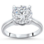 Round Moissanite Solitaire Engagement Ring with 2 7/8ct TGW in Yaffie White Gold