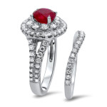 Double Halo Diamond Engagement Ring Set with Yaffie White Gold 2-carat TGW Ruby Brilliance