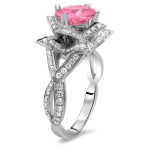 Pink Sapphire and Diamond Lotus Flower Ring with 2ct White Gold by Yaffie