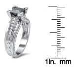 Yaffie ™ Bespoke Black Princess Cut Diamond Engagement Ring with 2 Carats of White Gold