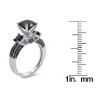 Yaffie Custom White Gold Ring with 2ct TDW Black Round-cut 3-stone Diamonds