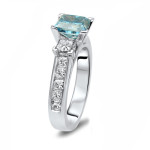 Blue Princess-cut 3-stone Diamond Engagement Ring with 2ct TDW in Yaffie White Gold