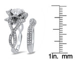 Lotus Flower Bridal Set with White Gold 2ct Moissanite and 1ct Diamond