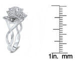 White Gold Lotus Flower Ring with 2ct Moissanite and 2/5ct Diamonds