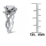 Lotus Flower Moissanite and Diamond Engagement Ring - Yaffie White Gold