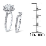 Bridal Set: Yaffie 2ct TGW Round Moissanite with 1/2ct TDW Diamond in Magnificent White Gold