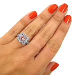 Lotus Bloom 2ct Morganite Diamond Ring in White Gold - Radiant Symbol of Love