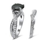 Yaffie ™ Custom Criss Cross Bridal Set with 3 1/2ct TDW Black Diamond in White Gold.