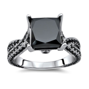 Yaffie TM Custom Black Diamond Twisted Shank Ring with 3 1/2ct TDW in White Gold