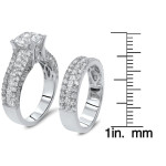 Enhanced Princess-cut Diamond Bridal Set in Yaffie White Gold, featuring 3 1/3ct TDW and 2 pieces.