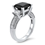 Yaffie Custom Black Princess-cut Diamond 3-stone Engagement Ring in White Gold with 3 7/8ct TDW