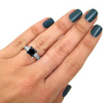 Yaffie Custom Black Princess-cut Diamond 3-stone Engagement Ring in White Gold with 3 7/8ct TDW