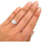 Yaffie 3-stone Moissanite and Diamond Engagement Ring in White Gold.