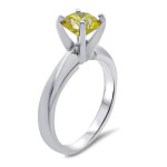 Sparkling Yaffie 18K Gold Ring with Luminous 0.75ct Round Yellow Diamond - Perfect for Engagement!