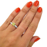 Sparkling Yaffie 18K Gold Ring with Luminous 0.75ct Round Yellow Diamond - Perfect for Engagement!