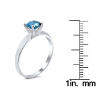 Blue Round-cut Diamond Engagement Ring with 3/4ct TDW in Yaffie White Gold