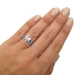 Yaffie Custom White Gold Wedding Set with Black Diamond and Morganite of 3/5ct Total Diamond Weight and Pear-cut Design