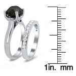 Yaffie Custom Black and White Diamond Solitaire Bridal Set in 3ct White Gold