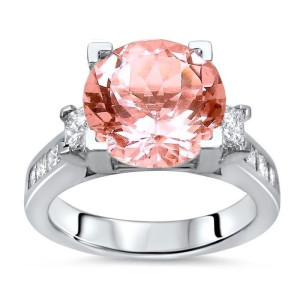 Sparkling Yaffie White Gold Morganite Diamond Engagement Ring with 4 1/10ct TGW Round-cut Brilliance.