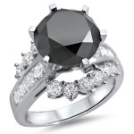 Yaffie ™ Unique White Gold Black Diamond Engagement Ring with 4 1/2ct TDW - Handcrafted Just for You