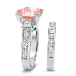 Morganite Diamond Bridal Set with 4 3/4 ct of White Gold Glamour by Yaffie
