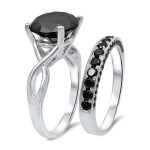 Custom Yaffie ™ Black Diamond Ring: 4 3/5ct TDW in White Gold Set