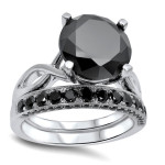 Yaffie™ Custom 4.6ct Black Diamond White Gold Ring Set