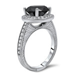 Yaffie Custom White Gold Black Diamond Bridal Ring Set with 4ct TDW