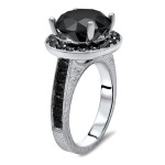 Yaffie Custom Black Round Diamond Halo Engagement Ring with 5 1/5ct TDW in White Gold