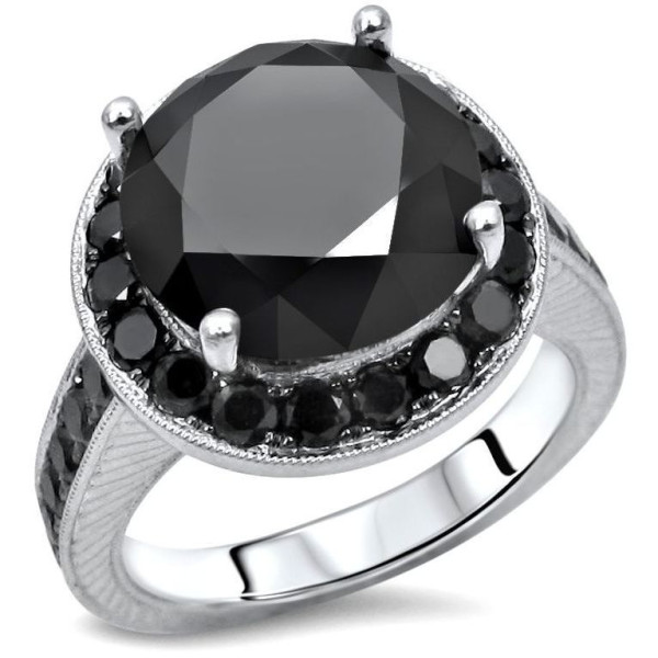 Yaffie Custom Black Round Diamond Halo Engagement Ring with 5 1/5ct TDW in White Gold