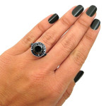 Yaffie Custom Black Round Diamond Halo Engagement Ring with 5 1/5ct TDW in White Gold