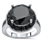 Yaffie Custom Black Round Diamond Halo Engagement Ring with 5 1/5ct TDW in White Gold