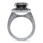 Yaffie Custom Black Round Diamond Halo Engagement Ring with 5 1/5ct TDW in White Gold