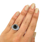 Yaffie ™ Unique 5ct Black and White Round-cut Diamond Bridal Ring Set in White Gold