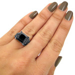 Yaffie ™ Bespoke Black Princess-cut Diamond Ring in White Gold with 6ct TDW