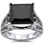 Yaffie ™ Bespoke Black Princess-cut Diamond Ring in White Gold with 6ct TDW