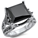 Yaffie ™ Bespoke Black Princess-cut Diamond Ring in White Gold with 6ct TDW