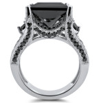 Yaffie ™ Bespoke Black Princess-cut Diamond Ring in White Gold with 6ct TDW