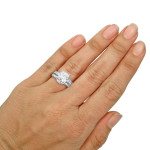 Bridal Bliss: Yaffie White Gold Cushion-Cut Moissanite & 1/2 CT TDW Diamond Set