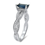 Sapphire & Diamond White Gold Engagement Ring with Emerald-cut Sparkle