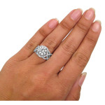 3.2-Carat Moissanite Diamond Halo Engagement Ring in White Gold by Yaffie
