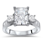 Yaffie 18K White Gold Moissanite and Diamond Engagement Ring Duo, Totaling 1.6ct Weight