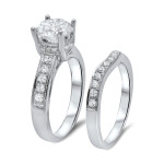 Yaffie Sparkling White Gold Duo: Moissanite and 1/2ct TDW Diamond Promise Ring